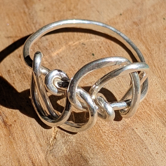 Hand Crafted Jewelry - Artisan Sterling Silver Celtic Knot Ring Unisex Metallic Statement Jewelry